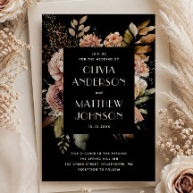 Elegantes detalhes de casamento floral preto de ou