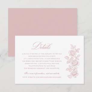 Convite Elegantes Detalhes de Casamento Floral Rosa Bege V