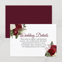 Convite Elegantes Detalhes de Casamento Floral Vermelho Bu