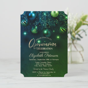 Convite Elegantes Enfeites Sofisticados Verde Quinceañera