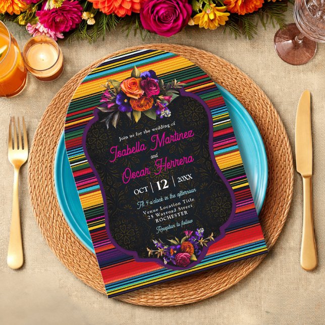 Convite Elegantes flores mexicanas en arco de casamento (Criador carregado)