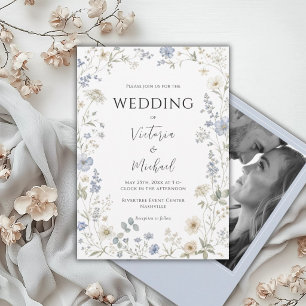 Convite Elegantes Flores Silvestres Foto Floral Casamento