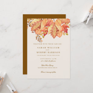 Convite Elegantes Folhas de Aquarela de Outono Casamento d