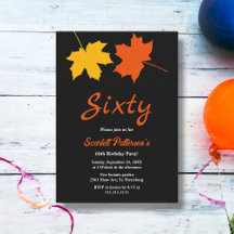 Elegantes Folhas de Outono Preto e Branco 60º Aniv