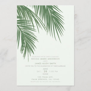 Convite Elegantes Folhas de Palmeira Tropicais Brancas Ver