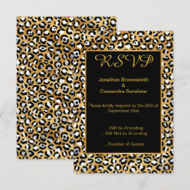 CONVITE ELEGANTES IMPRESSÕES DE LEOPARDO PRETO E DOURADO R