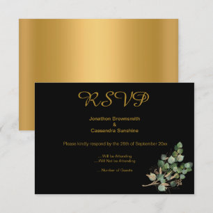 CONVITE ELEGANTES IMPRESSÕES DE OIRO NATIVO PRETO RSVP SIM