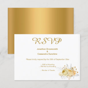 CONVITE ELEGANTES IMPRESSÕES FLORESCENTAS A OURO RSVP