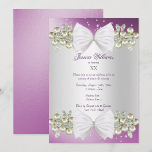Convite Elegantes Joias & Arco Roxo Aniversário