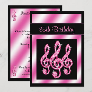 Convite Elegantes, Lindos Cifras de Treble Rosa 35º Aniver