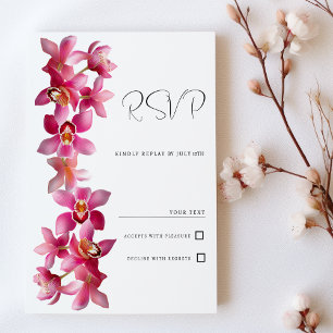 Convite Elegantes orquídeas flores rosa borgonha RSVP