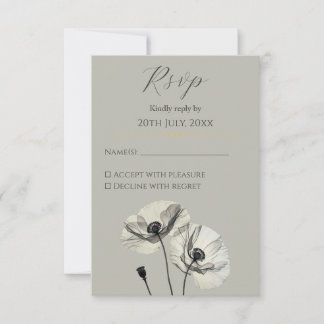 Convite Elegantes Papoulas Neutras Casamento Minimalista