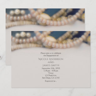 Convite Elegantes Pérolas & Conchas de Praia Casamento