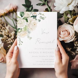 Convite Elegantes Rosas Brancas Divinas & Vow Renewal de S