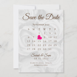 Convite Elegantes Rosas Brancas ROses Salve O Calendário D