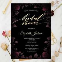 Elegantes Rosas Burgundy Escuras Chuveiro Nupcial 