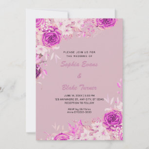 Convite Elegantes Rosas Cor-de-Rosa Laranja Casamento no C