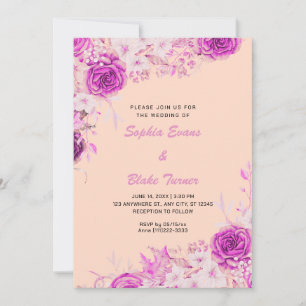 Convite Elegantes Rosas Cor-de-Rosa Laranja Creme Casament