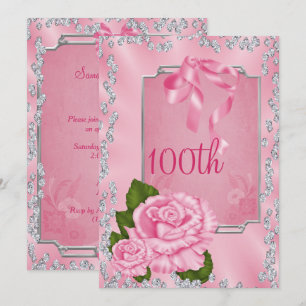 Convite Elegantes Rosas e Laços Românticos 100º