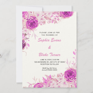 Convite Elegantes Rosas Rosa Country Branco Creme Casament