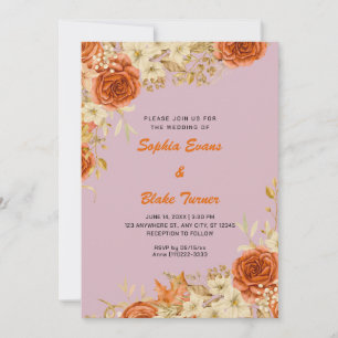 Convite Elegantes Rosas Vermelhas Country Laranja Casament