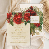 Elegantes Rosas Vermelhas Vintage Aniversário de 1