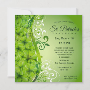 Convite Elegantes Shamrocks e Rolos do Dia de São Patrício