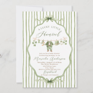Convite Elegantes trevos pequenos aquarela do Bebê Patríci