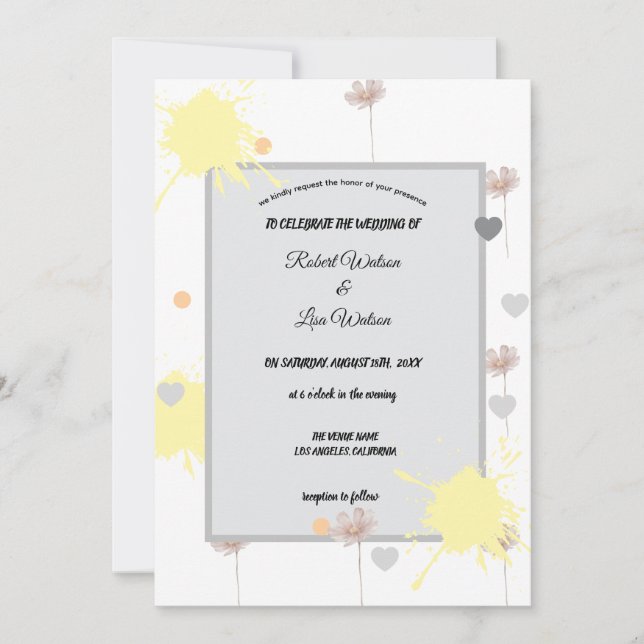 Convite Elegent modren dazie flower (Frente)