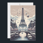 Convite Eleição Parisiense de inverno - Natal na cidade<br><div class="desc">Entra numa terra maravilhosa de inverno parisiense com o nosso cartão de Natal "Elegância de inverno Parisiense". Esta bela carta captura o romance e o encanto de Paris durante a estação festiva. Desde as luzes cintilantes ao longo do Sena até a majestosa Torre Eiffel brilhando com alegria de férias, cada...</div>