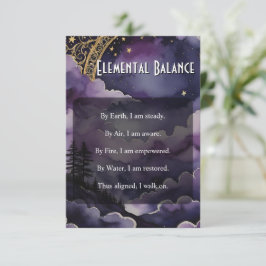 Convite Elemental Balance Pagan Prayer Pocket Ritual Card