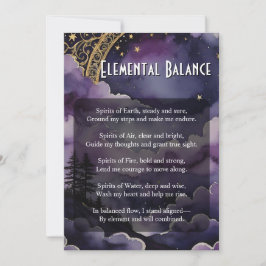 Convite Elemental Balance Pagan Prayer Ritual Card