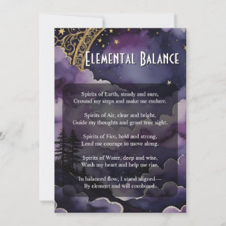 Convite Elemental Balance Pagan Prayer Ritual Card