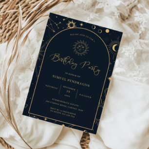 Convite Elemento Místico Celestial Starsign Aniversário