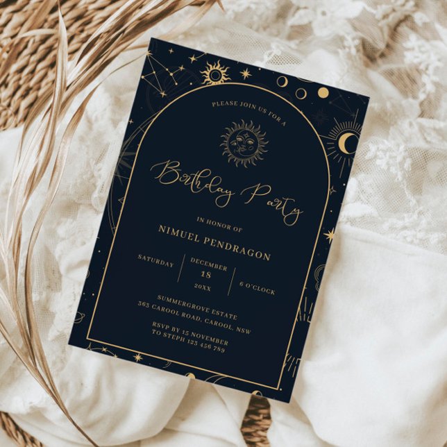 Convite Elemento Místico Celestial Starsign Aniversário (Criador carregado)