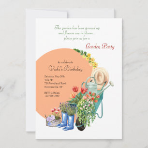 Convite Elementos de Jardinagem Festa no Jardim