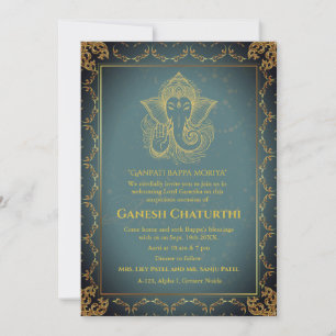 Convite Elementos para Ouro de Ganesh Chaturthi Puja Roya