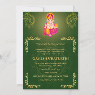 Convite Elementos para Ouro de Ganesh Chaturthi Puja Roya