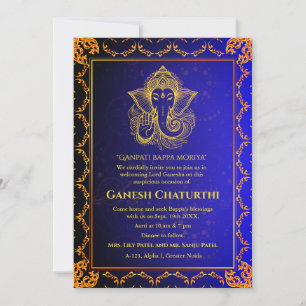 Convite Elementos para Ouro de Ganesh Chaturthi Puja Roya