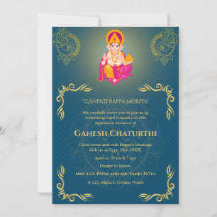 Convite Elementos para Ouro de Ganesh Chaturthi Puja Roya