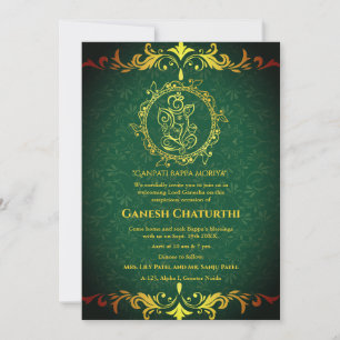 Convite Elementos para Ouro de Ganesh Chaturthi Puja Roya