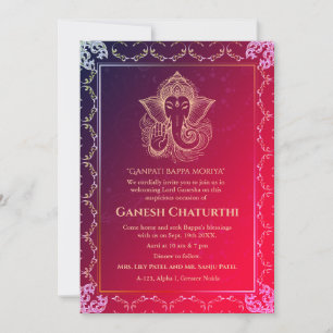Convite Elementos para Ouro de Ganesh Chaturthi Puja Roya
