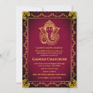 Convite Elementos para Ouro de Ganesh Chaturthi Puja Roya