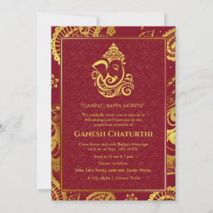 Convite Elementos para Ouro de Ganesh Chaturthi Puja Roya