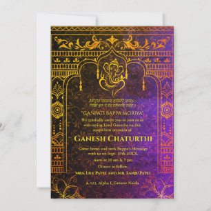 Convite Elementos para Ouro de Ganesh Chaturthi Puja Roya