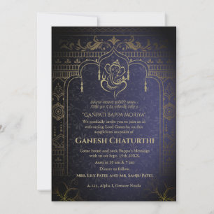 Convite Elementos para Ouro de Ganesh Chaturthi Puja Roya