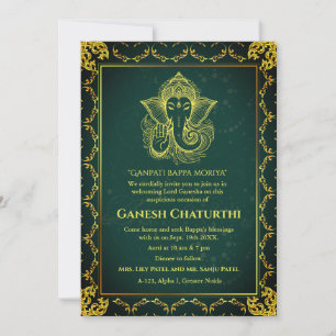 Convite Elementos para Ouro de Ganesh Chaturthi Puja Roya