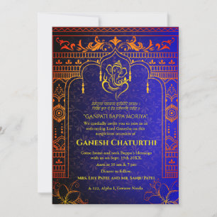 Convite Elementos para Ouro de Ganesh Chaturthi Puja Roya