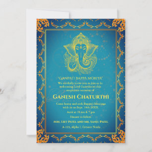 Convite Elementos para Ouro de Ganesh Chaturthi Puja Roya