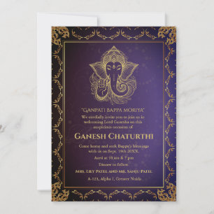Convite Elementos para Ouro de Ganesh Chaturthi Puja Roya